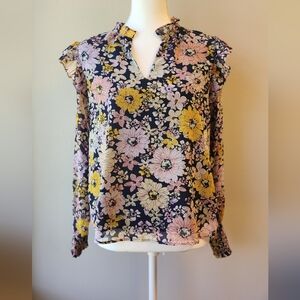 Philosophy Floral Blouse - Navy, Yellow, Pink